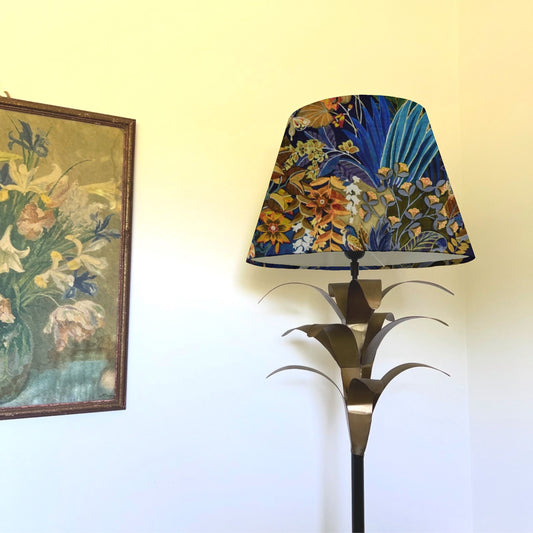 Floral midnight velvet coolie lampshade/ ceiling light shade, empire lampshade