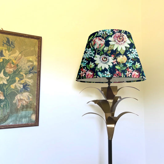 Floral summer garden velvet coolie lampshade/ ceiling light shade, empire lampshade, midnight