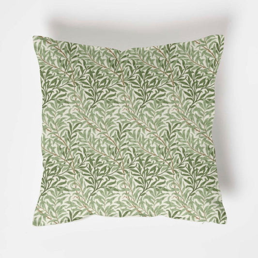 William morris green willow leaves cotton cushion, scatter cushions