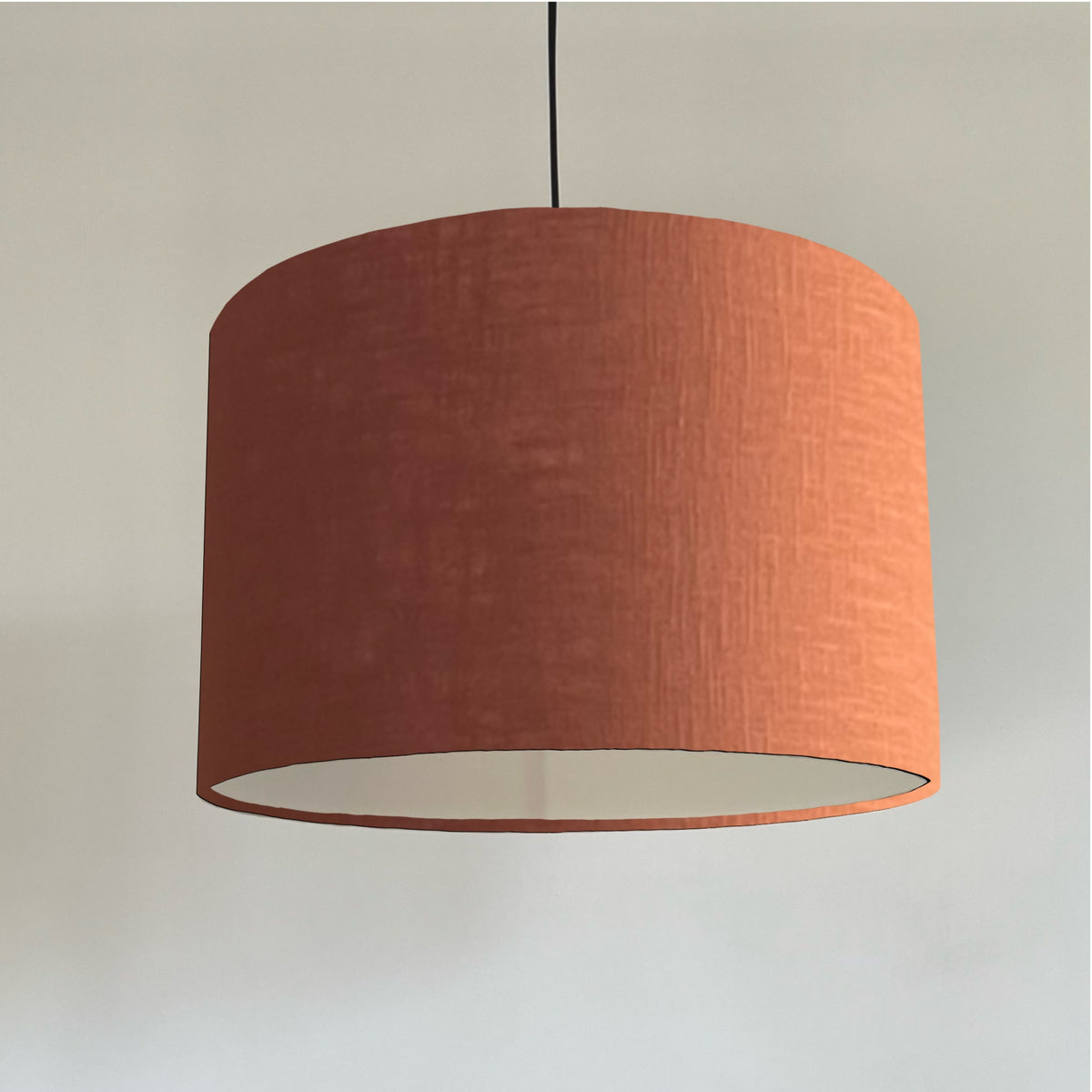 Terracotta Linen Drum Lampshade | Handmade Ceiling Light Shade | Bespoke UK