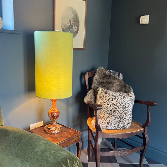 Sage Cotton Lampshade | Extra Tall Cylinder Ceiling Light Shade | Bespoke Handmade UK