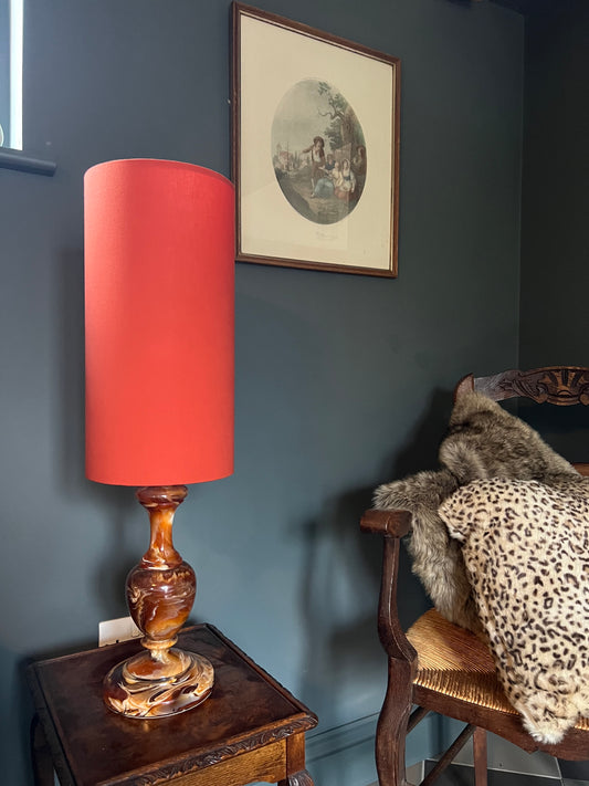 Burnt orange cotton cylinder lampshade, extra tall lampshade