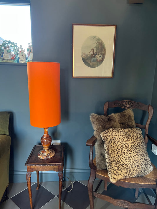 Bright Orange cotton cylinder lampshade, extra tall lampshade