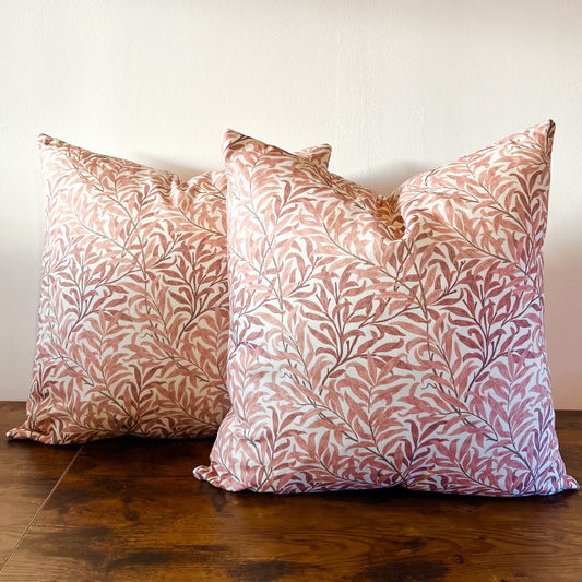 William morris rust willow leaves cotton cushion, scatter cushions