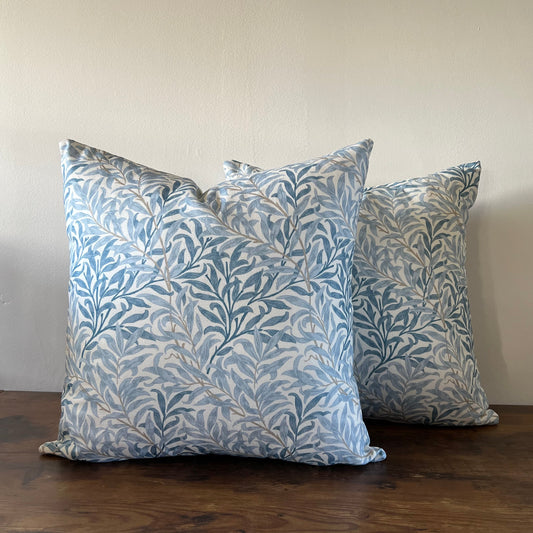 William morris blue willow leaves cotton cushion, scatter cushions