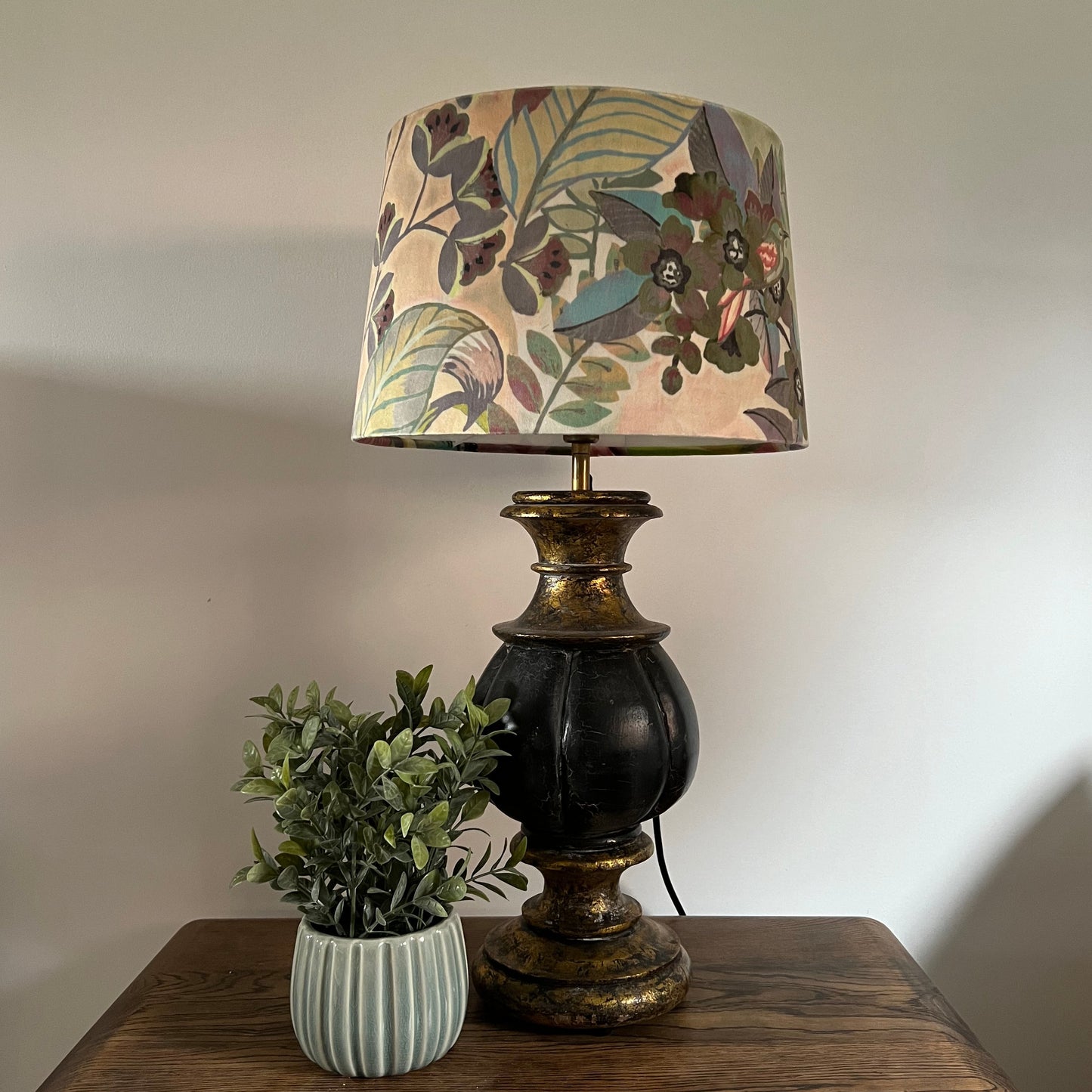 Floral Pastel Velvet Lampshade | French Drum Ceiling Light Shade | Bespoke Handmade Empire Lampshade