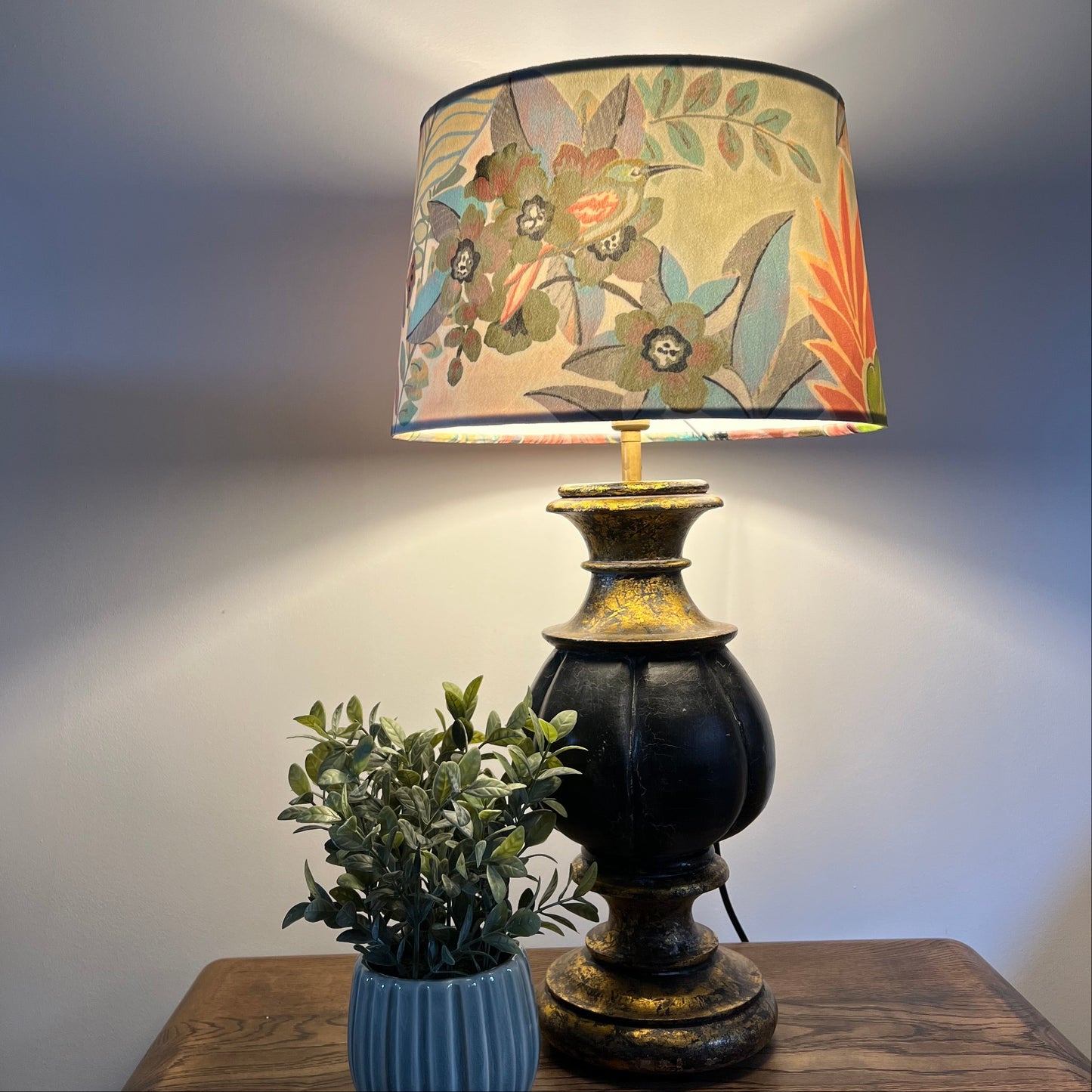 Floral Pastel Velvet Lampshade | French Drum Ceiling Light Shade | Bespoke Handmade Empire Lampshade