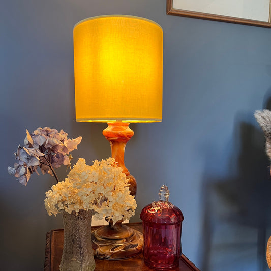 Lemon cotton drum lampshade/ ceiling shade with a white lining
