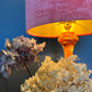 Coral textured velvet drum lampshade/ ceiling shade with a metallic brushed gold lining