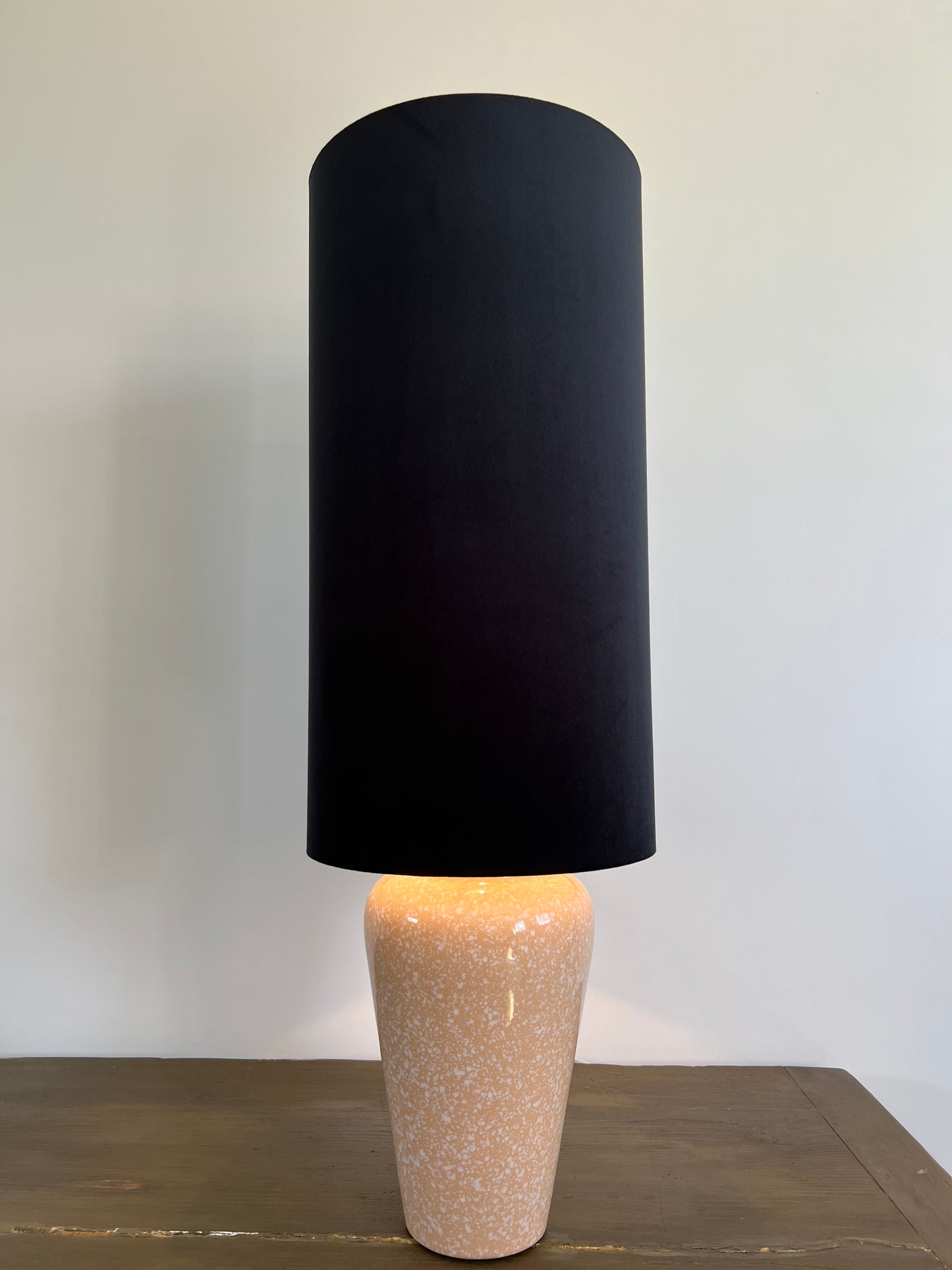 Black velvet cylinder lampshade, extra tall lampshade