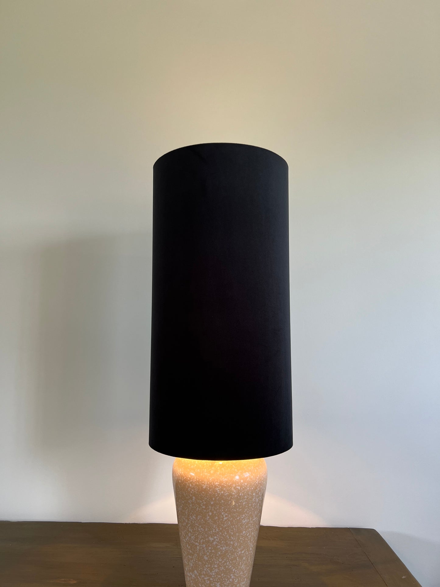 Black velvet cylinder lampshade, extra tall lampshade