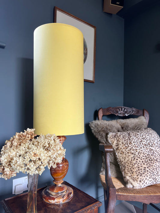 Lemon cotton cylinder lampshade, extra tall lampshade