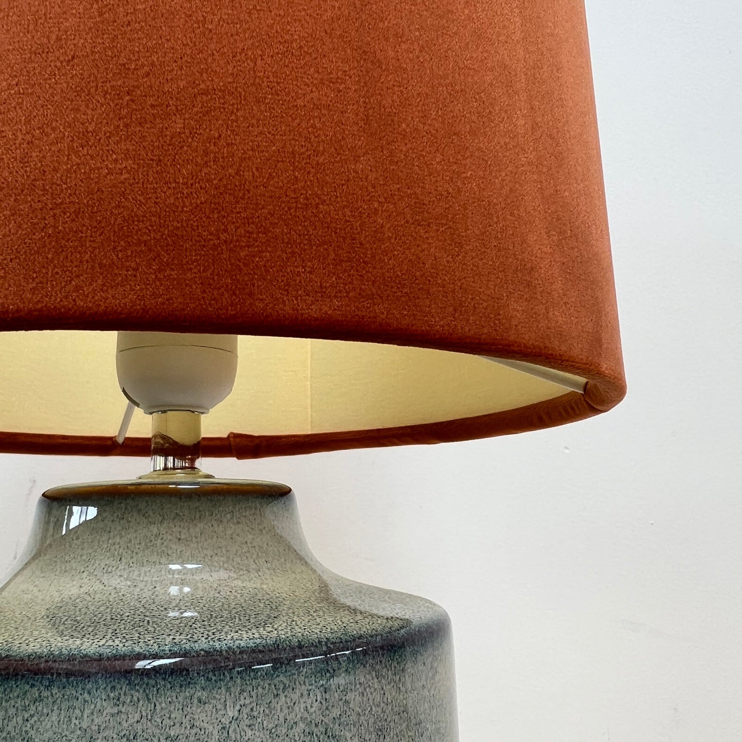 Burnt Orange Velvet & Lemon Yellow Cotton Double Sided Drum Lampshade | Handmade Ceiling Light Shade | Bespoke UK