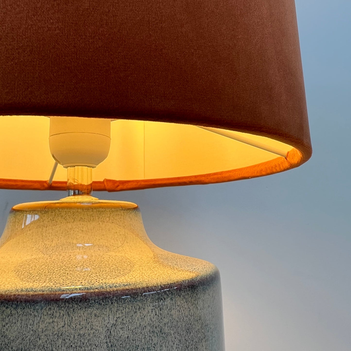 Burnt Orange Velvet & Lemon Yellow Cotton Double Sided Drum Lampshade | Handmade Ceiling Light Shade | Bespoke UK