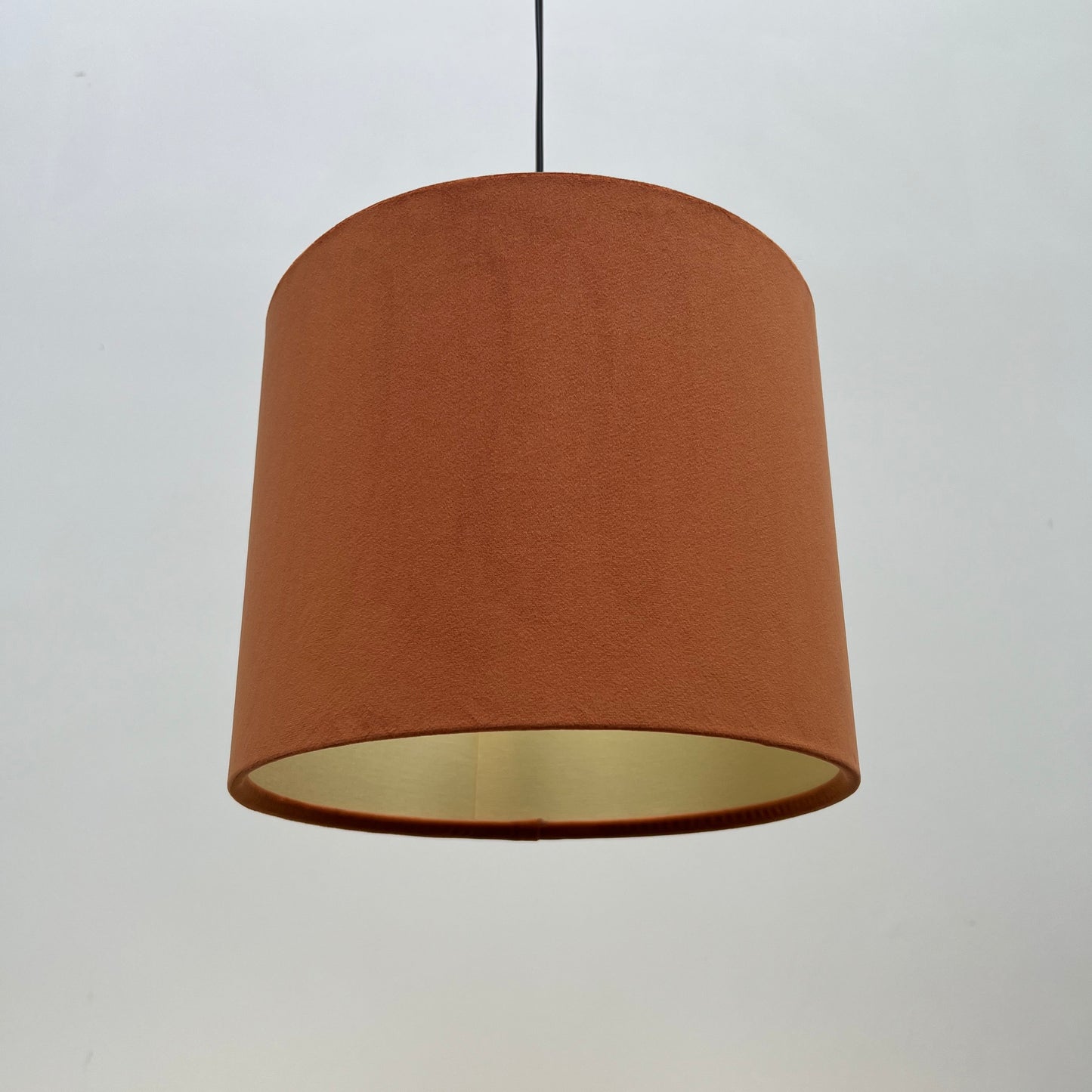 Burnt Orange Velvet & Lemon Yellow Cotton Double Sided Drum Lampshade | Handmade Ceiling Light Shade | Bespoke UK