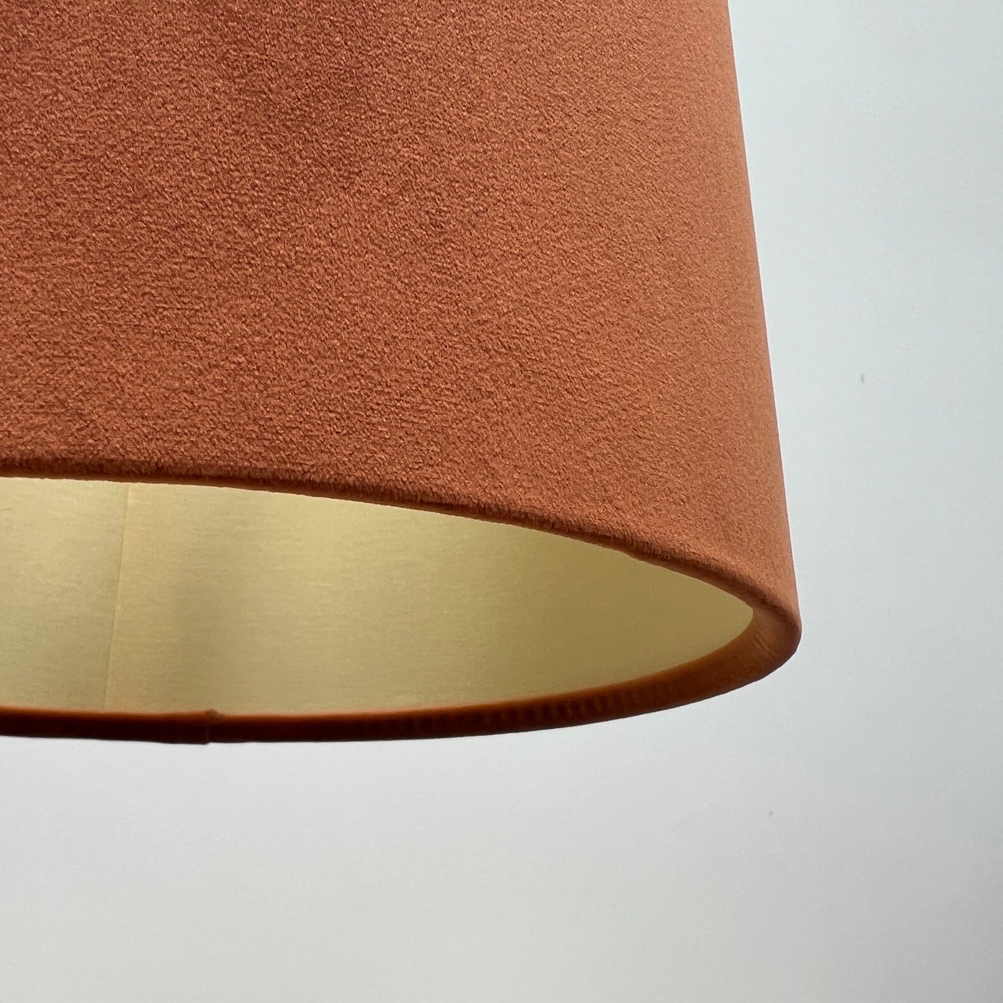 Burnt Orange Velvet & Lemon Yellow Cotton Double Sided Drum Lampshade | Handmade Ceiling Light Shade | Bespoke UK