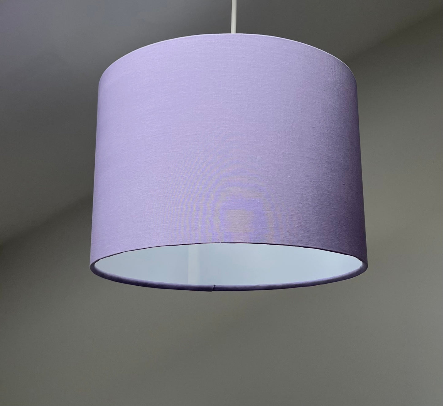 Lilac cotton drum lampshade/ ceiling shade with a white lining