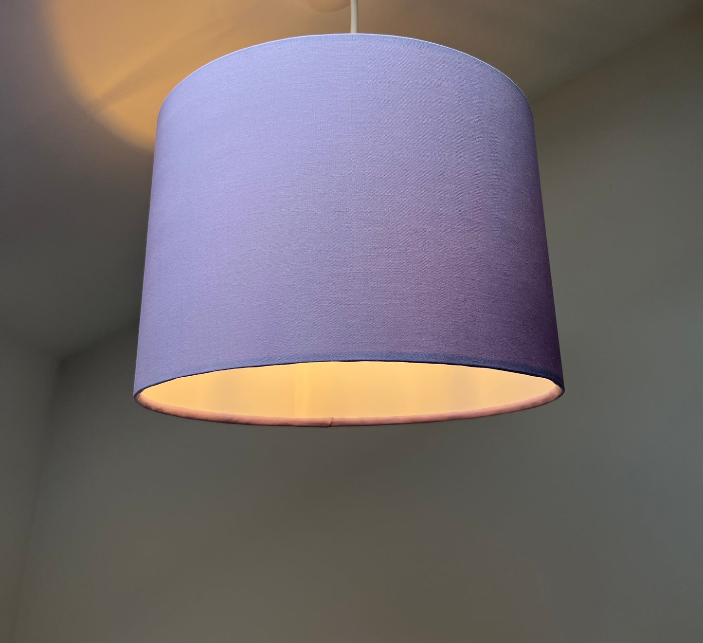 Lilac cotton drum lampshade/ ceiling shade with a white lining