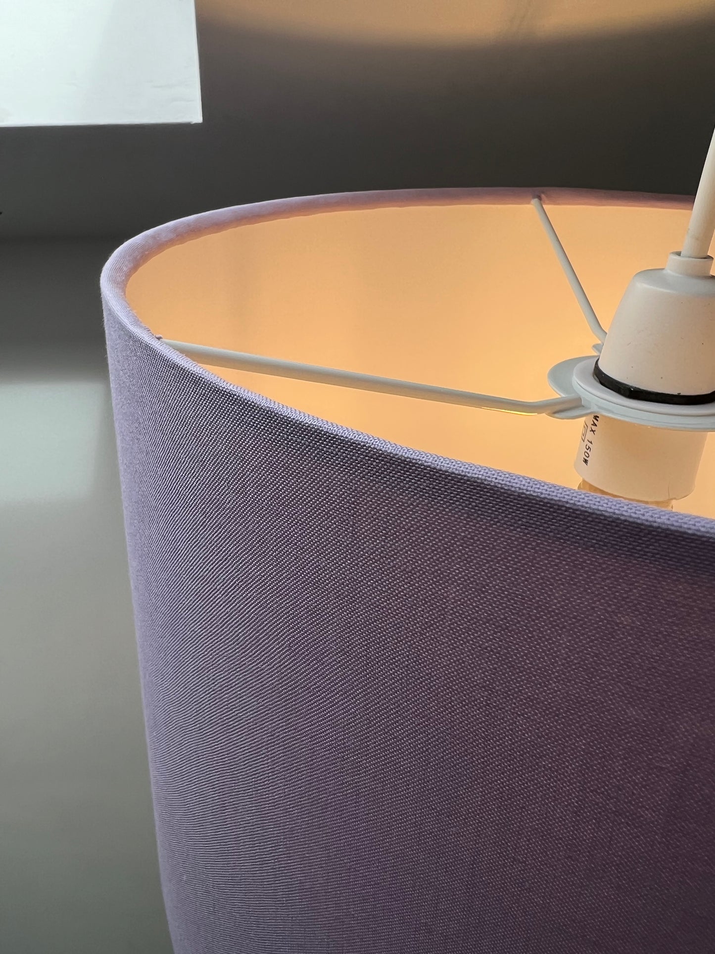 Lilac cotton drum lampshade/ ceiling shade with a white lining