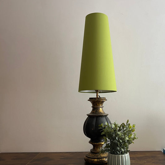 Chartreuse green cotton cone lampshade, extra tall lampshade