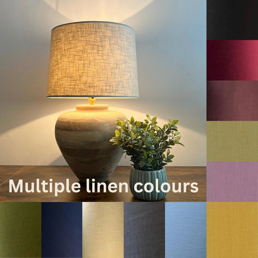 Linen French Drum Lampshade | Multiple Colours | Handmade Ceiling Light Shade | ByPoppyUK