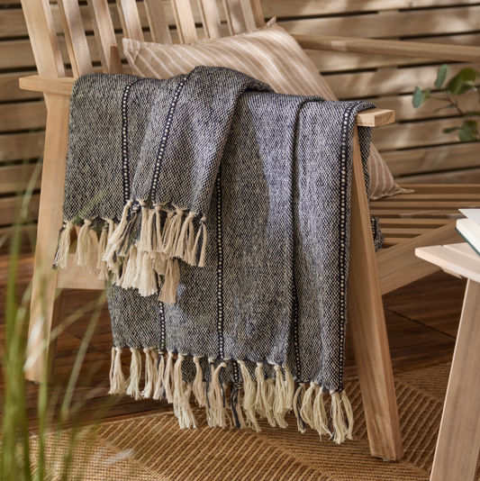 Hedon indoor-outdoor blanket, Navy 180cm x 130cm