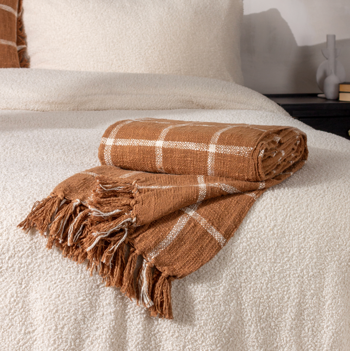 Beni 100% cotton blanket, Ginger 180cm x 130cm