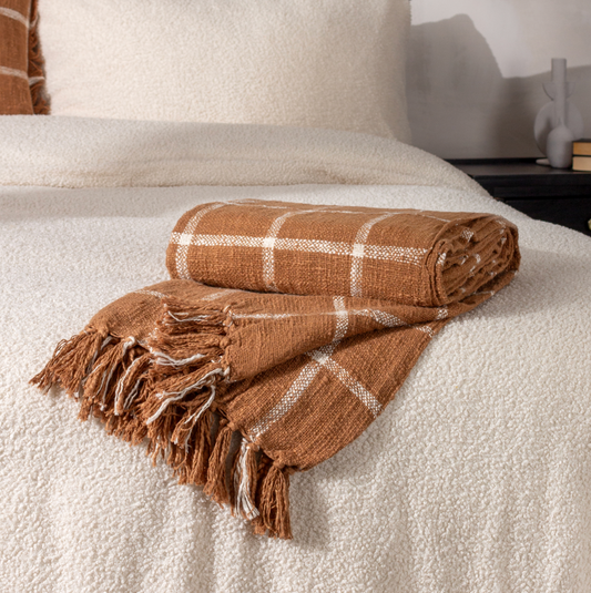 Beni 100% cotton blanket, Ginger 180cm x 130cm