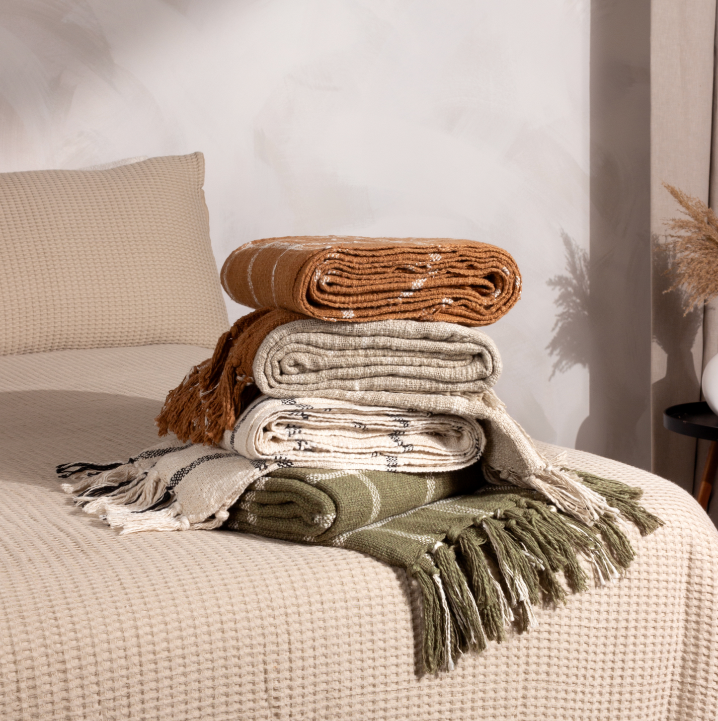 Beni 100% cotton blanket, Ginger 180cm x 130cm