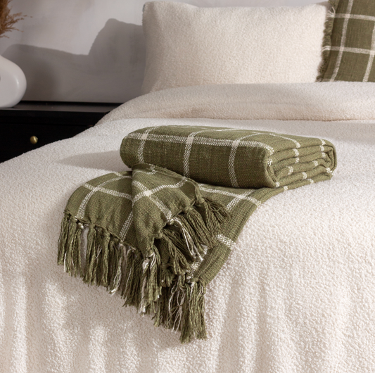 Beni 100% cotton blanket, Moss 180cm x 130cm