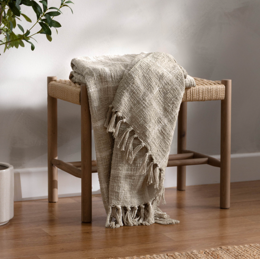 Beni 100% cotton blanket, Stone 180cm x 130cm