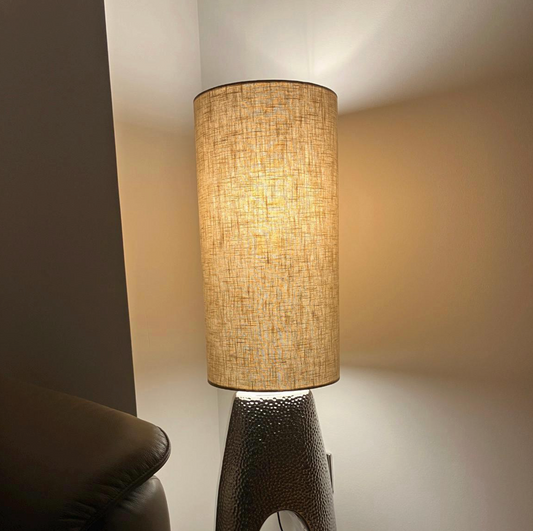 Natural linen cylinder lampshade, extra tall lampshade