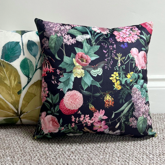 Butterfly floral velvet throw cushion, scatter cushions