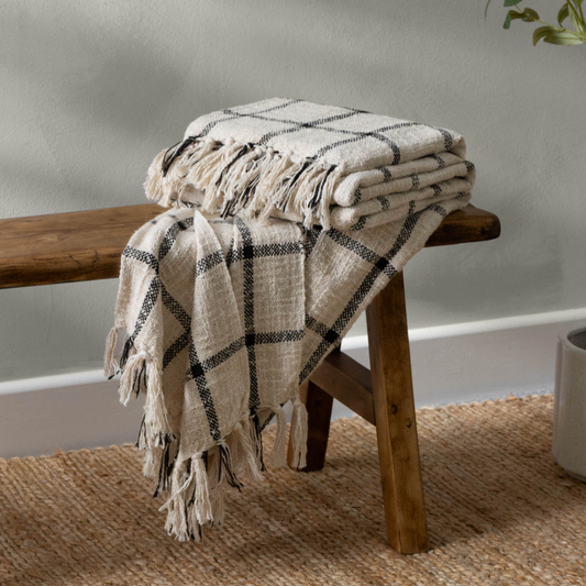 Beni 100% cotton blanket, Black 180cm x 130cm