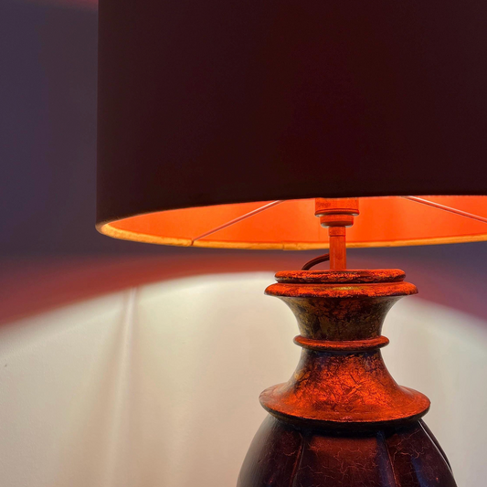 Burnt Orange Velvet & Burnt Orange Cotton Double Sided Drum Lampshade | Handmade Ceiling Light Shade | Bespoke UK