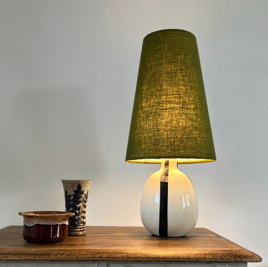 Olive Linen Lampshade | Extra Tall Cone Light Shade | Bespoke Handmade UK