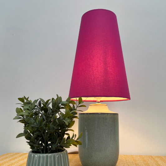 Raspberry Pink Cotton Lampshade | Extra Tall Cone Light Shade | Bespoke Handmade UK