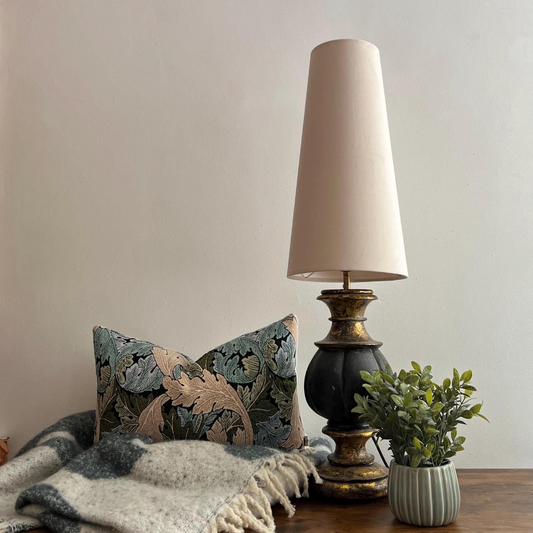 Cream Velvet Lampshade | Extra Tall Cone Light Shade | Bespoke Handmade UK