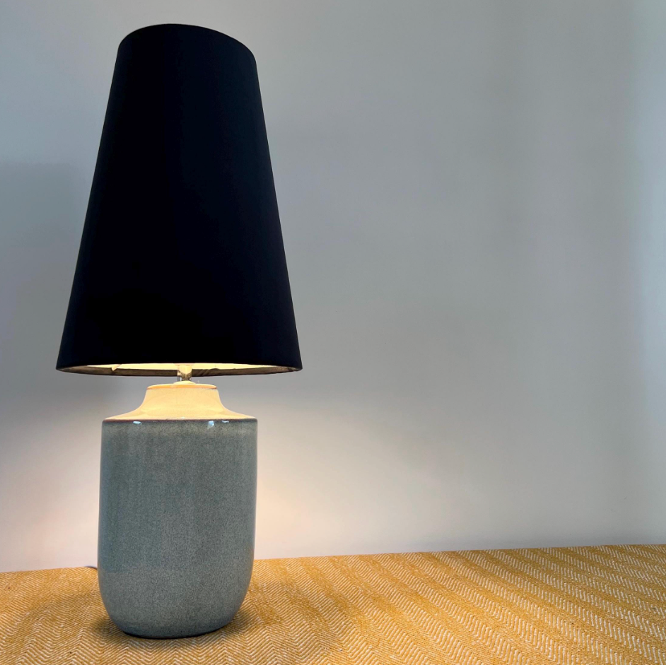 Black Velvet Lampshade | Extra Tall Cone Light Shade | Bespoke Handmade UK