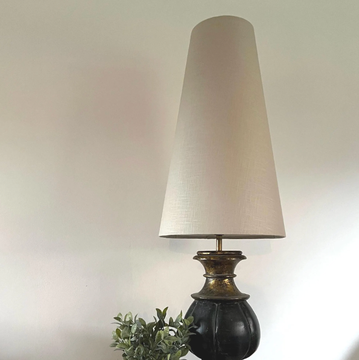 Natural Linen Lampshade | Extra Tall Cone Light Shade | Bespoke Handmade UK