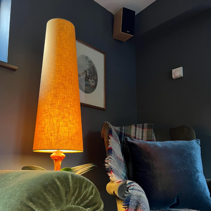 Mustard Linen Lampshade | Extra Tall Cone Light Shade | Bespoke Handmade UK