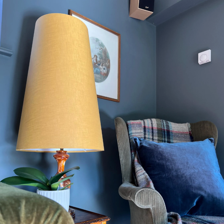 Mustard Linen Lampshade | Extra Tall Cone Light Shade | Bespoke Handmade UK
