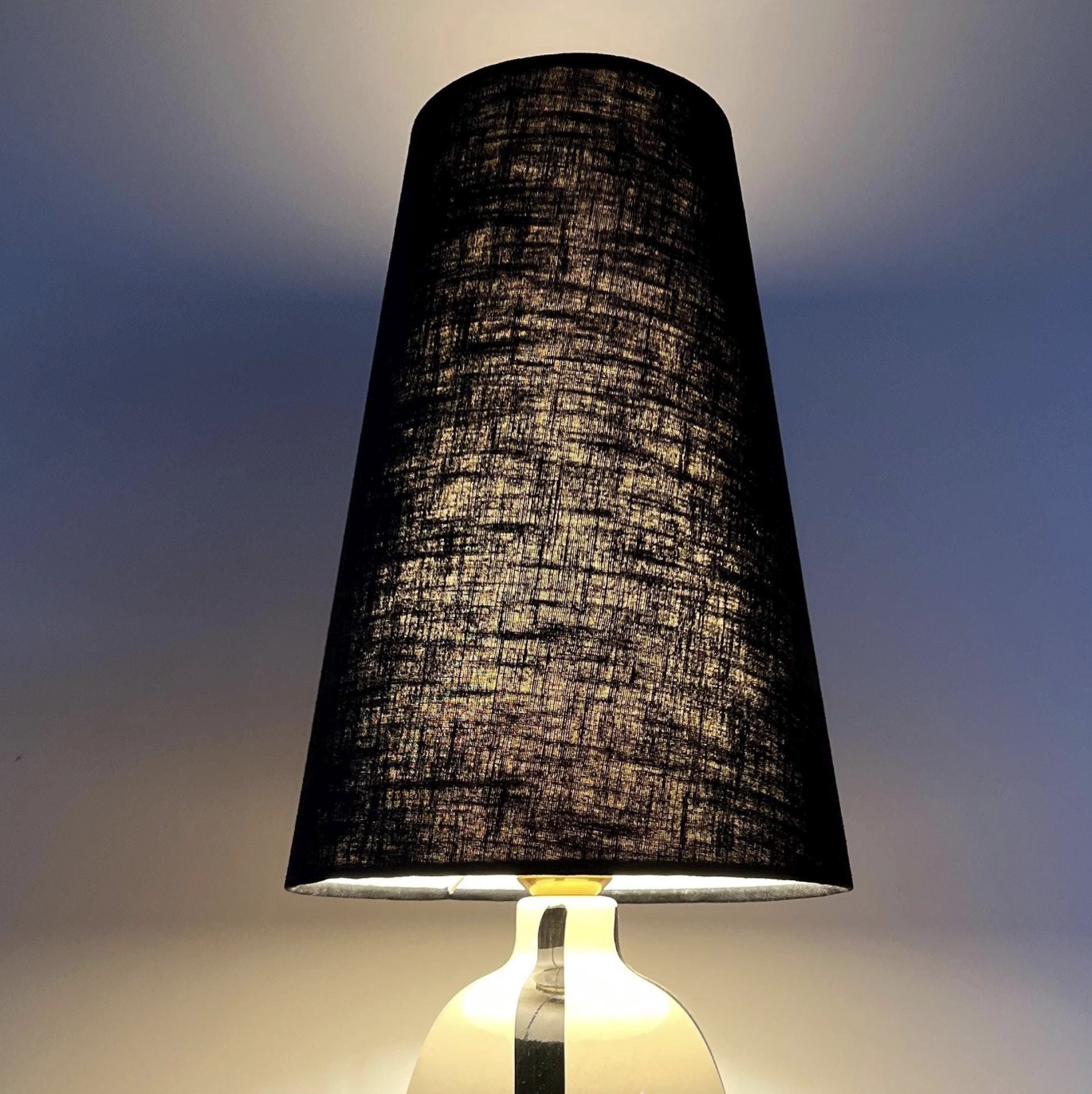 Black Linen Lampshade | Extra Tall Cone Light Shade | Bespoke Handmade UK