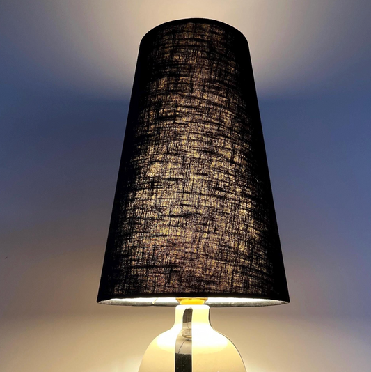 Black Linen Lampshade | Extra Tall Cone Light Shade | Bespoke Handmade UK
