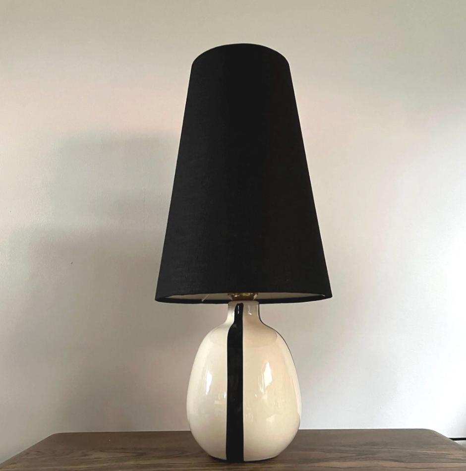 Black Linen Lampshade | Extra Tall Cone Light Shade | Bespoke Handmade UK