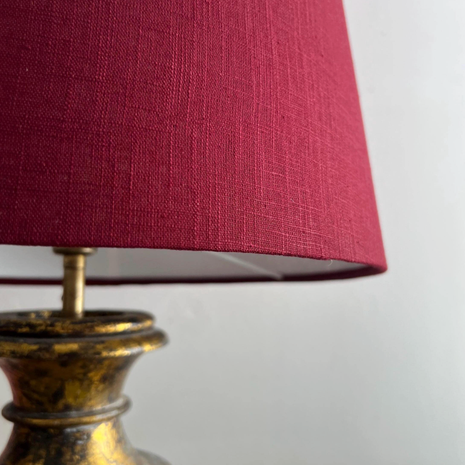 Burgundy Red Linen Lampshade | Extra Tall Cone Light Shade | Bespoke Handmade UK