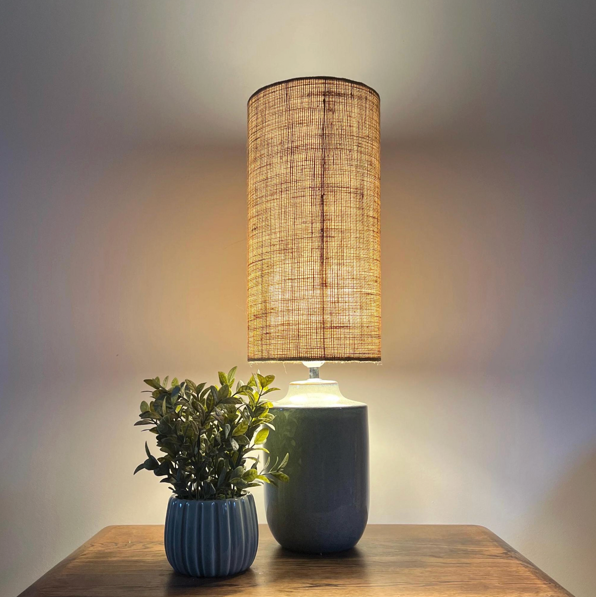 Hessian Lampshade | Extra Tall Cylinder Light Shade | Bespoke Handmade UK