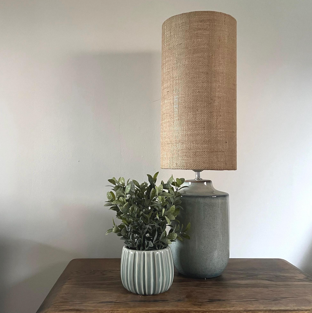 Hessian Lampshade | Extra Tall Cylinder Light Shade | Bespoke Handmade UK