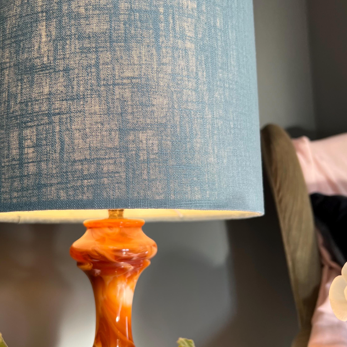 Teal Linen Lampshade | Extra Tall Cylinder Ceiling Light Shade | Bespoke Handmade UK