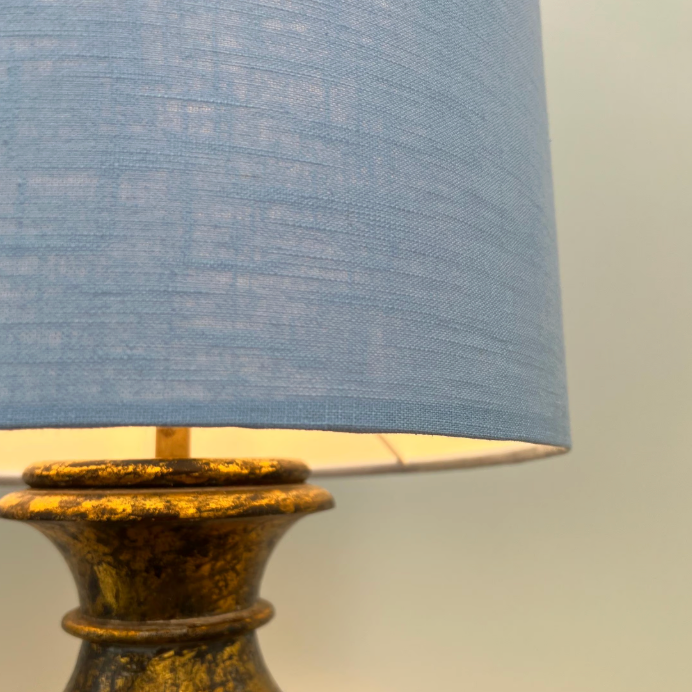 Light blue Linen Lampshade | Extra Tall Cylinder Ceiling Light Shade | Bespoke Handmade UK